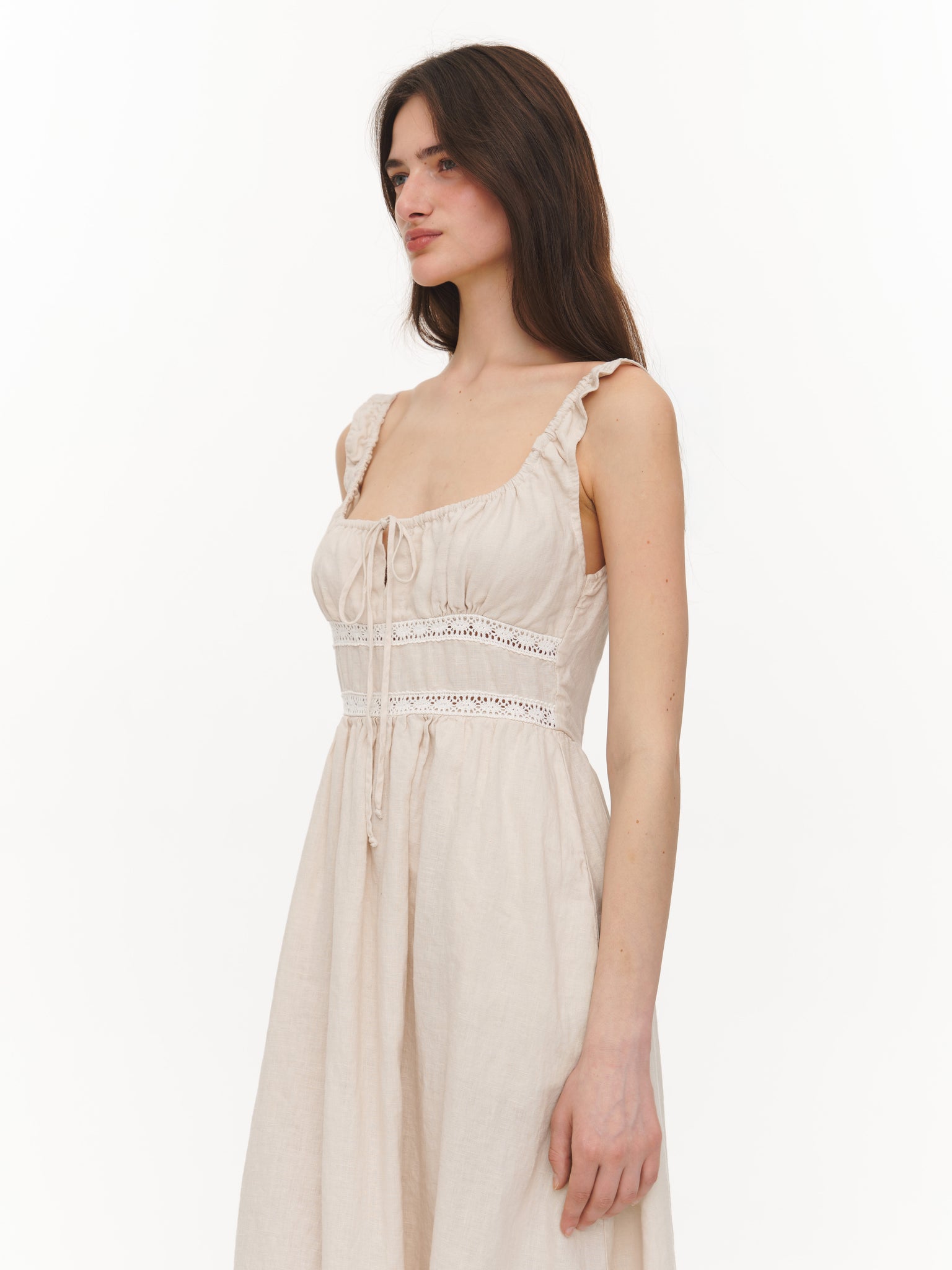 Linen midi dress ivory