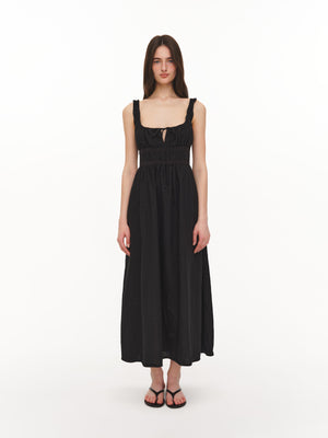 Linen midi dress black