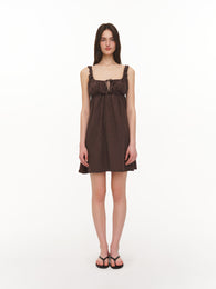 Linen mini dress brown