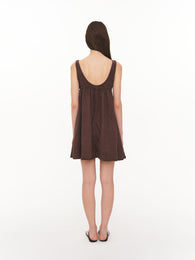 Linen mini dress brown