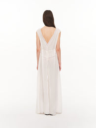 Cotton dress with lace and deep neckline