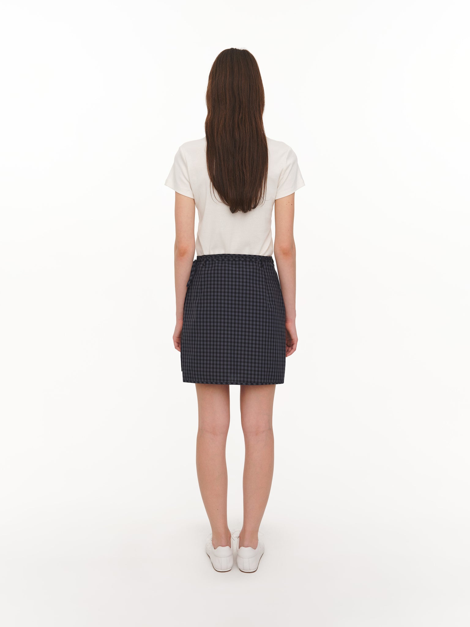 Black wrap mini skirt with a side tie