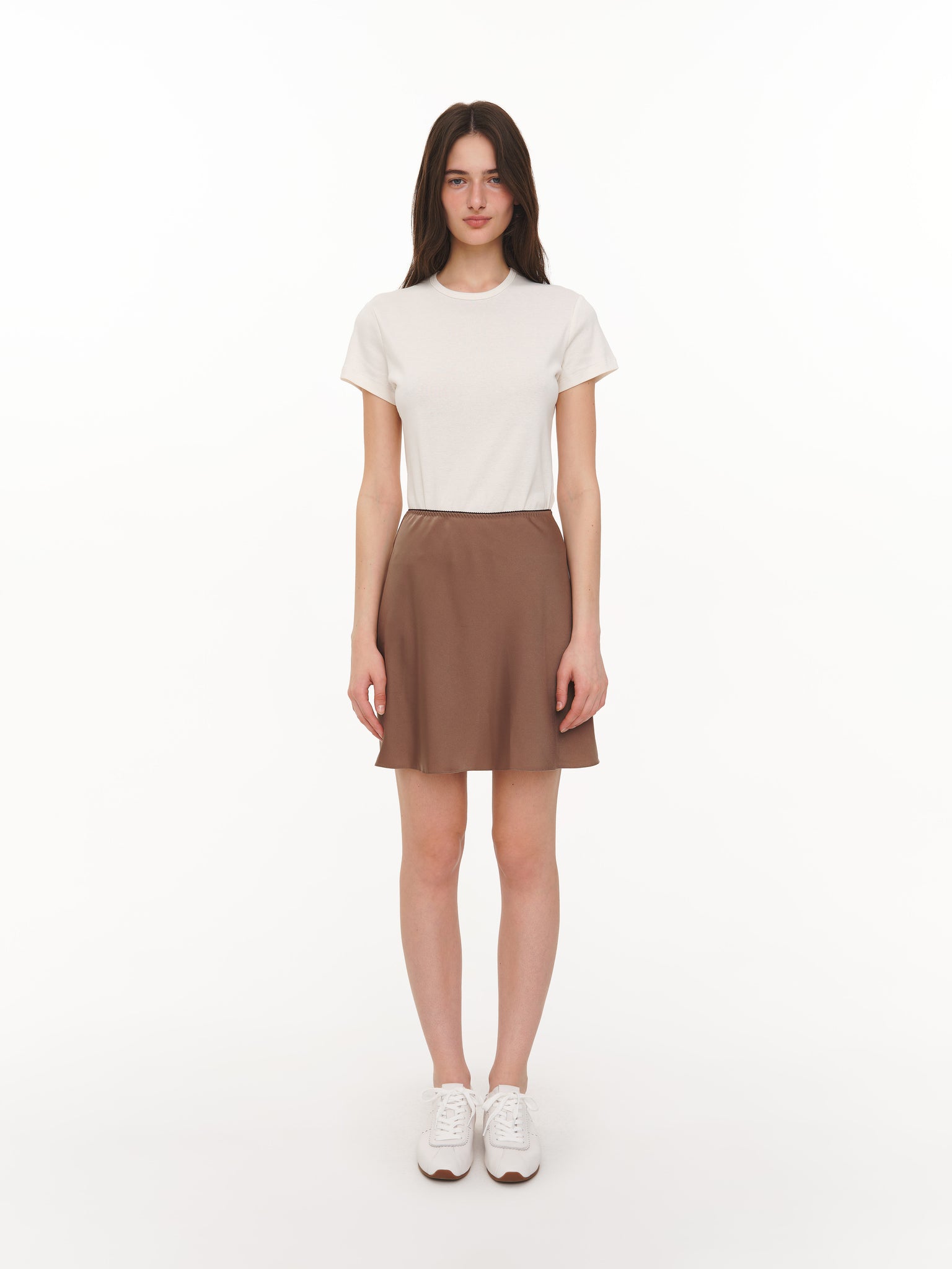 Satin mini skirt brown