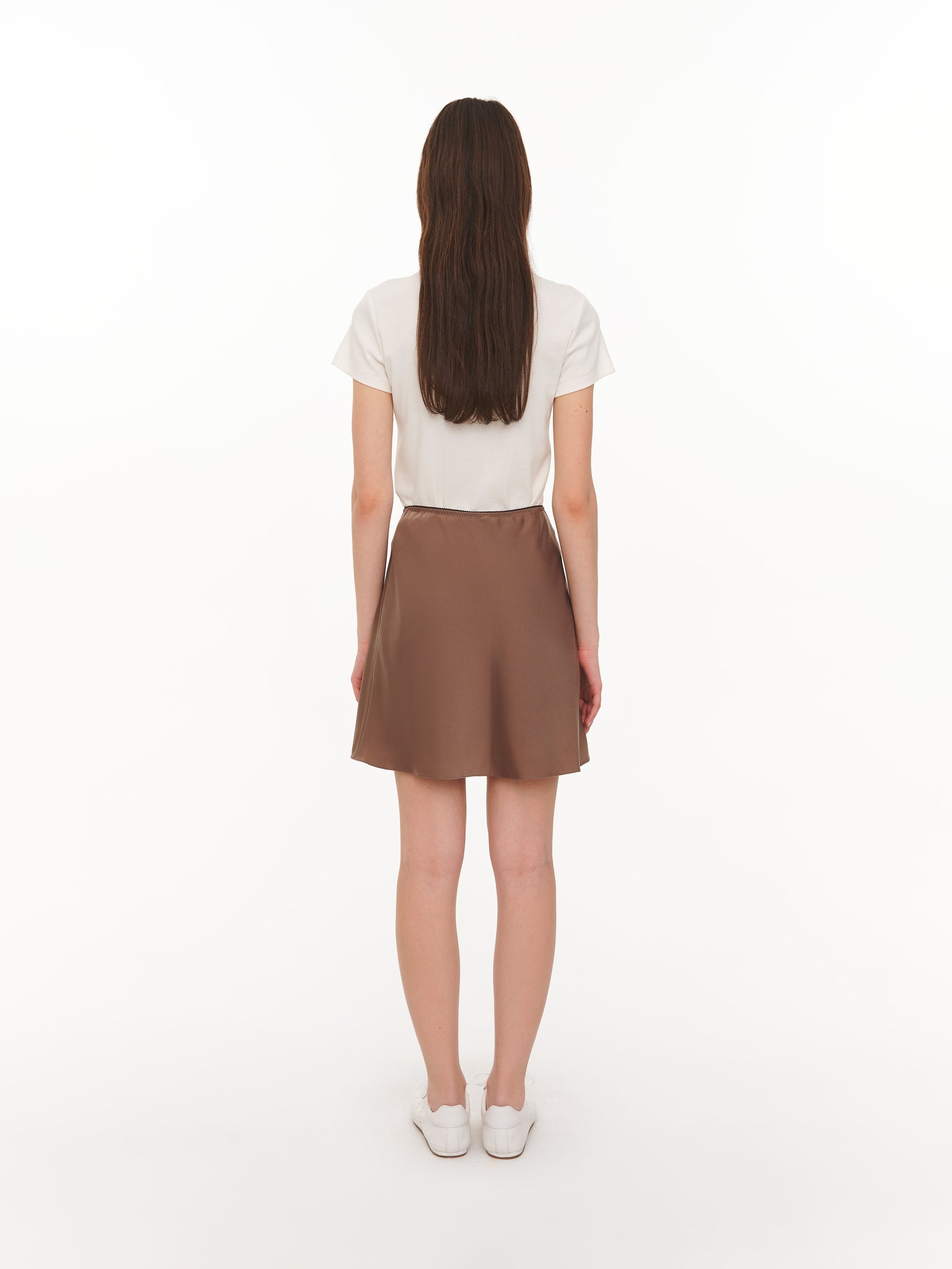 Satin mini skirt brown