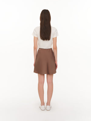 Satin mini skirt brown