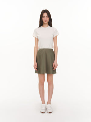 Satin mini skirt olive