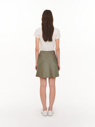 Satin mini skirt olive