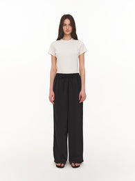 Black satin pants