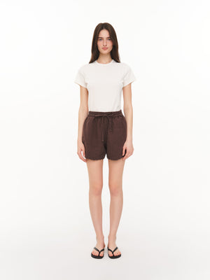 Basic linen shorts brown