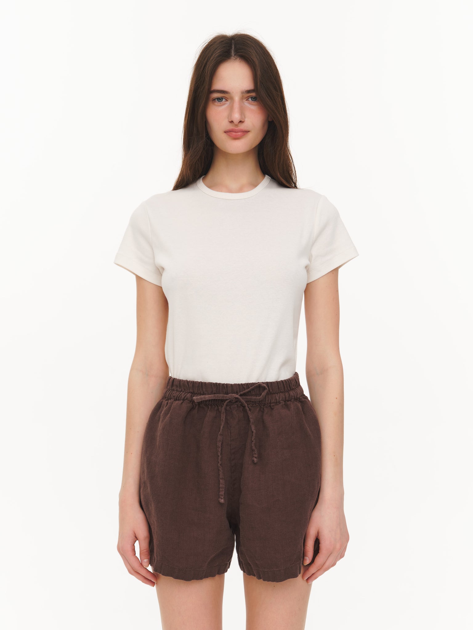 Basic linen shorts brown