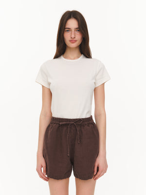 Basic linen shorts brown
