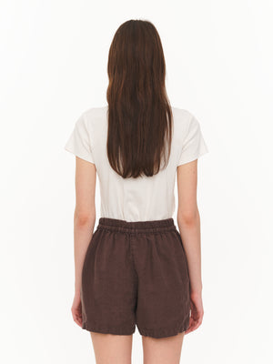 Basic linen shorts brown