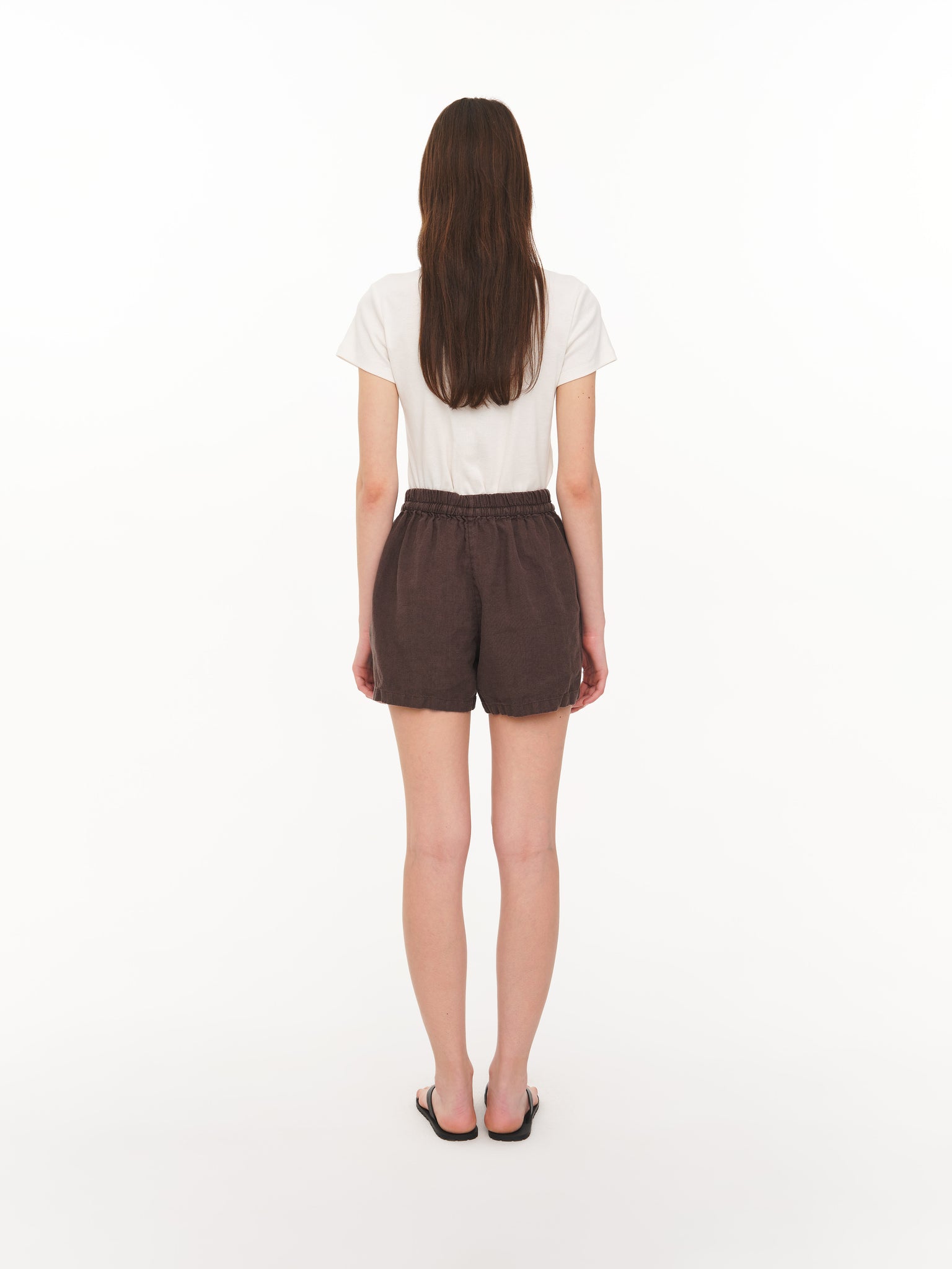 Basic linen shorts brown