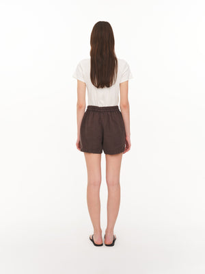 Basic linen shorts brown