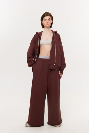 Zip hoodie SS23 brown burgundy