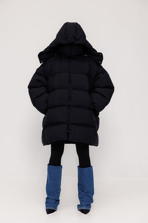 Black long down jacket