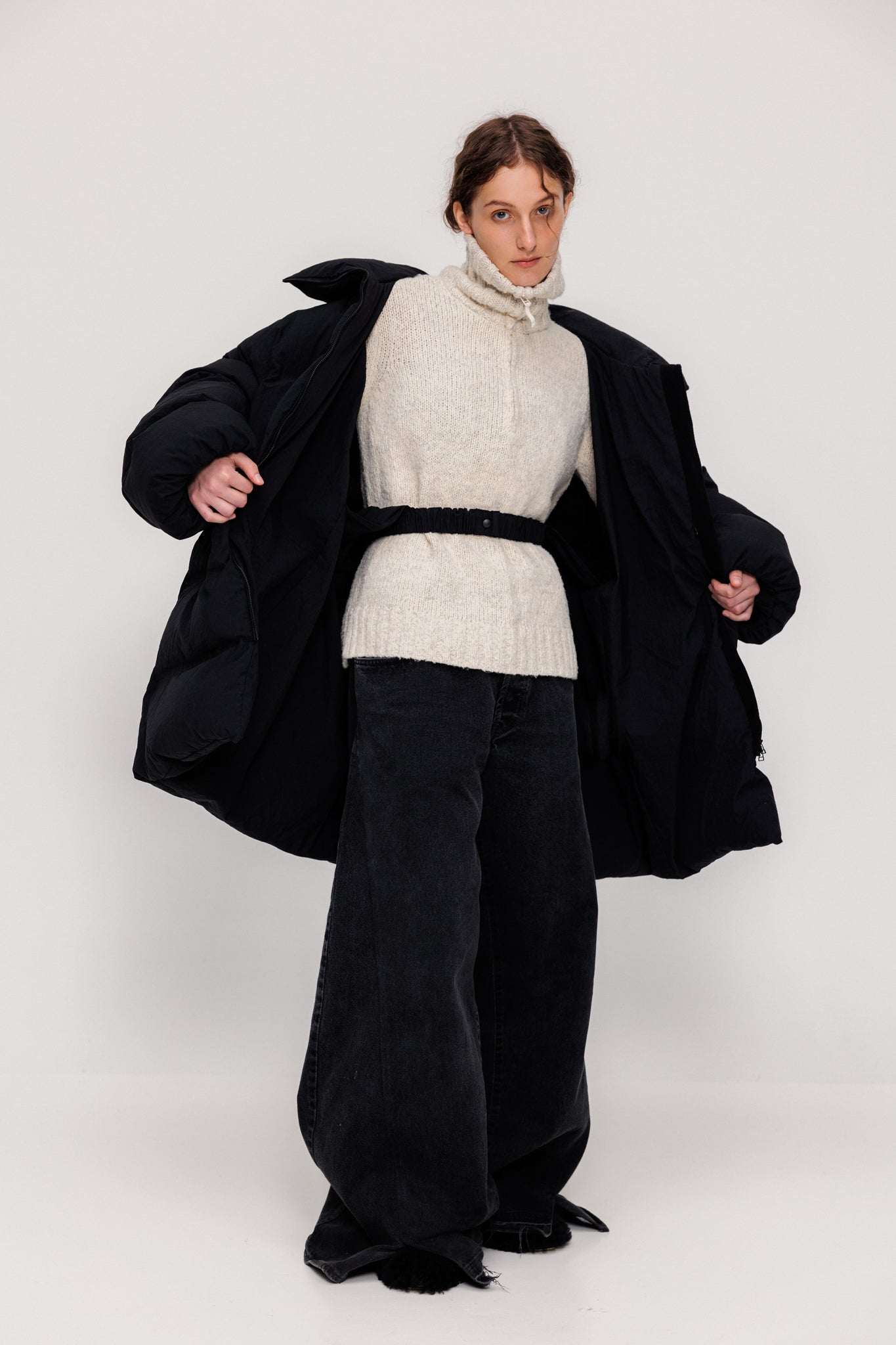 Black long down jacket
